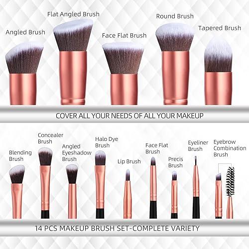 BS-MALL Rose Gold – Set de 14 Brochas con Estuche