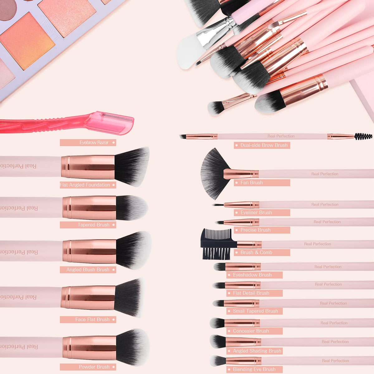 Brochas Real Perfectión 16 piezas + perfilador