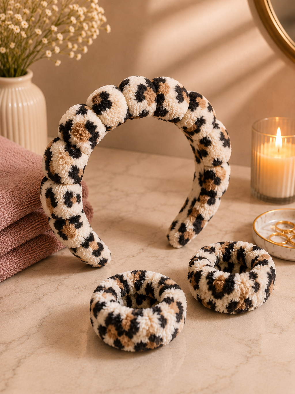 Kit de Skincare – Diadema + Muñequeras Animal Print