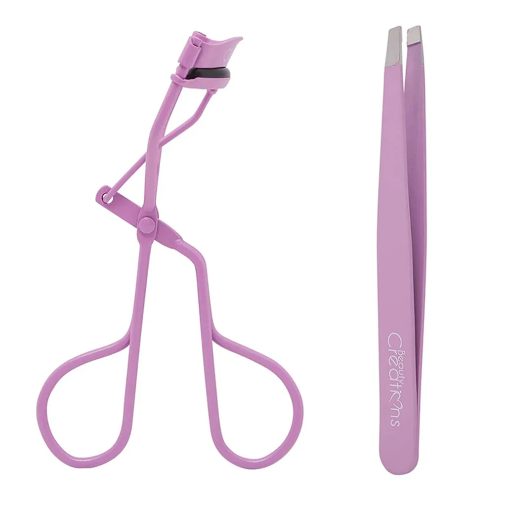 Beauty Creations Eyelash Curler & Tweezer Set – Purple