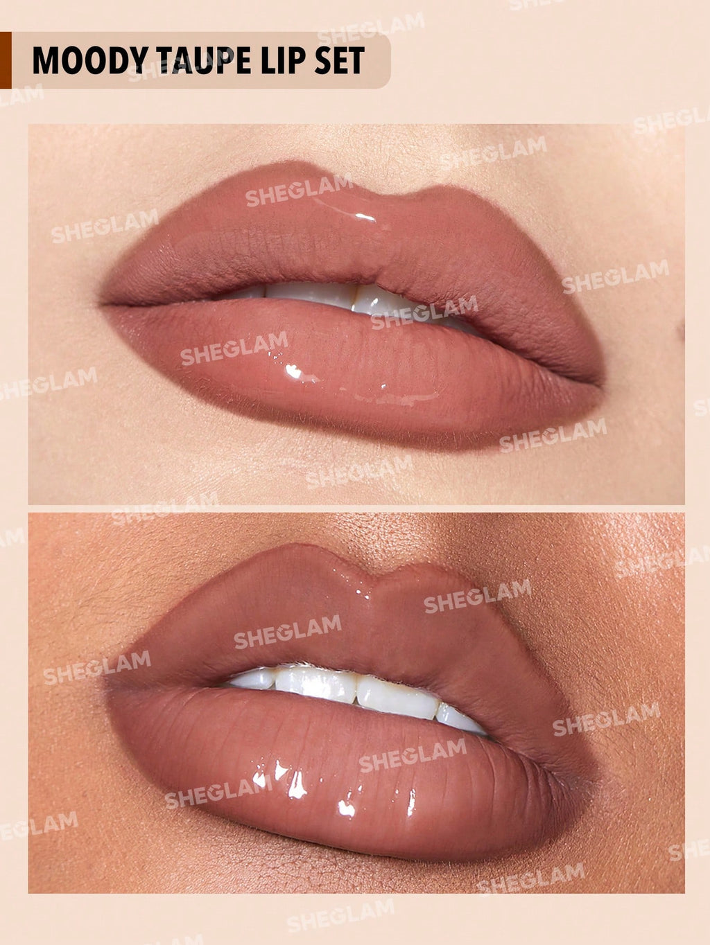 SHEGLAM Soft 90’s Glam Lip Liner & Lip Duo Set – Moody Taupe